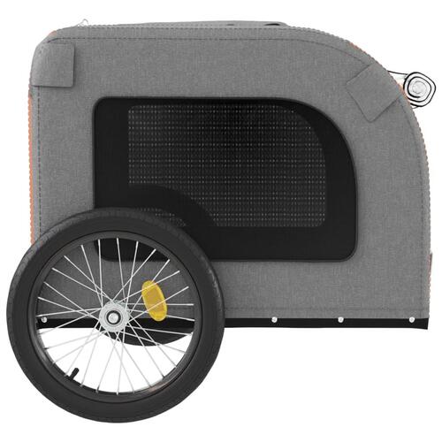 Cykeltrailer til kæledyr oxfordstof og jern orange og grå
