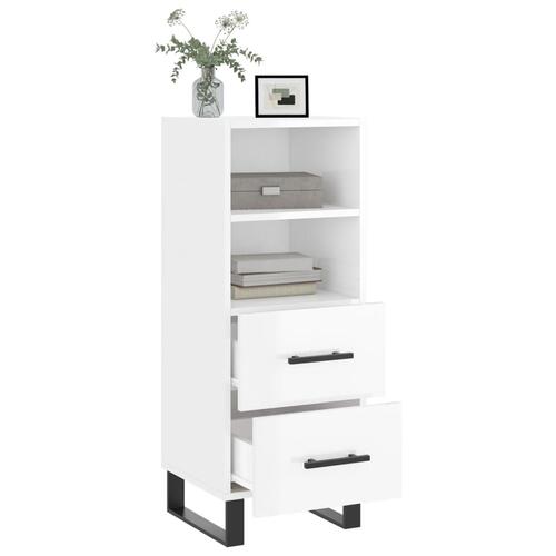 Skænk 34,5x34x90 cm konstrueret træ hvid højglans