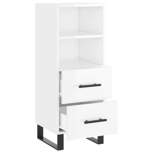 Skænk 34,5x34x90 cm konstrueret træ hvid højglans