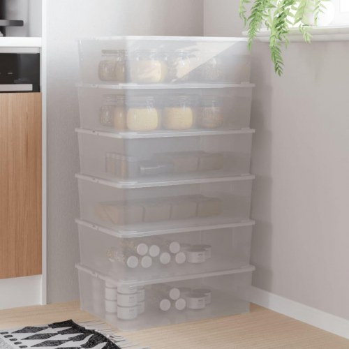 Opbevaringsbokse 25 l stabelbare i plast - 6 stk.