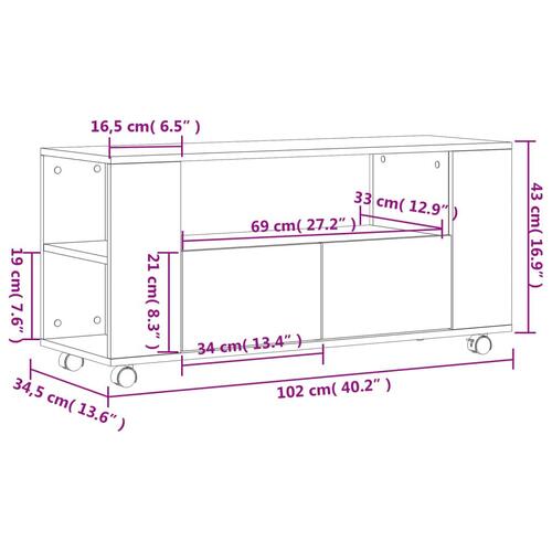 Tv-bord 102x34,5x43 cm konstrueret træ sort