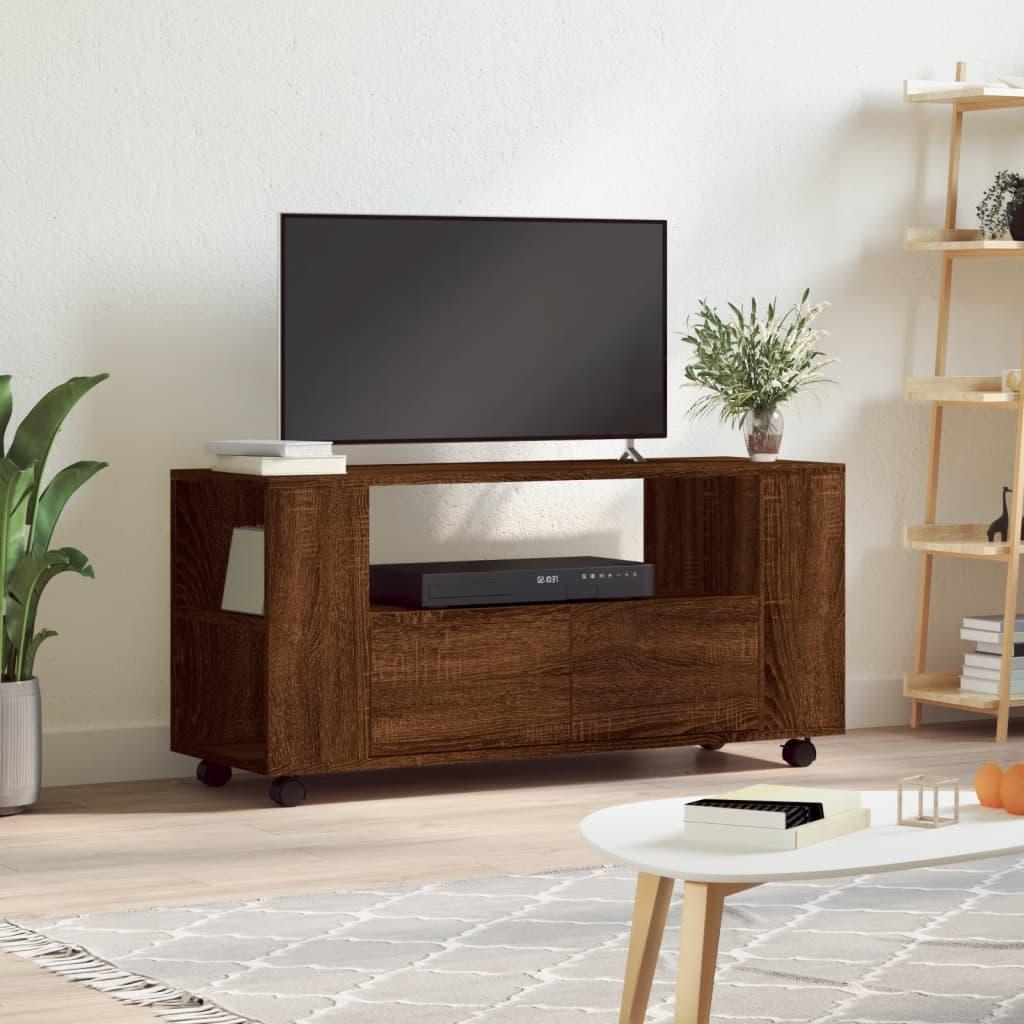 Tv-bord 102x34,5x43 cm konstrueret træ brun egetræsfarve