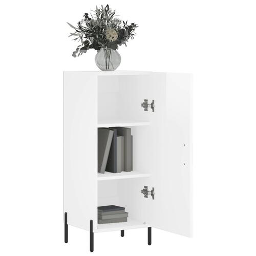 Skænk 34,5x34x90 cm konstrueret træ hvid højglans