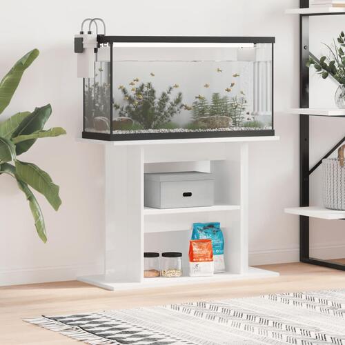 Akvariebord 80x35x60 cm konstrueret træ hvid højglans