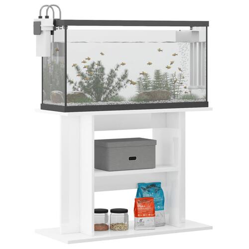 Akvariebord 80x35x60 cm konstrueret træ hvid højglans