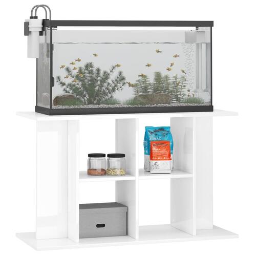 Akvariebord 100x40x60 cm konstrueret træ hvid højglans