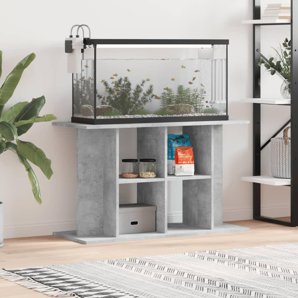 Akvariebord 100x40x60 cm konstrueret træ betongrå