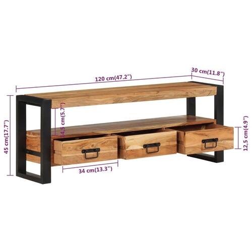 Tv-bord 120x30x45 cm massivt akacietræ