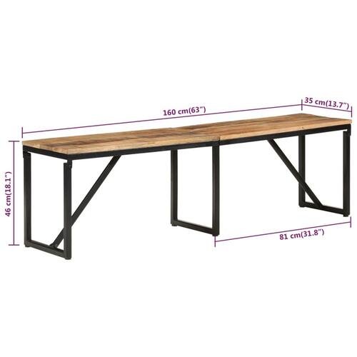 Bænk 160x35x46 cm massivt mangotræ