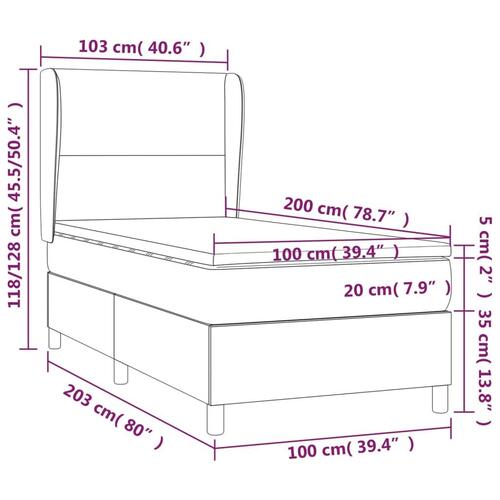 Kontinentalseng med madras 100x200 cm stof gråbrun