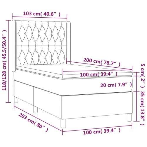 Kontinentalseng med madras 100×200 cm - stof gråbrun