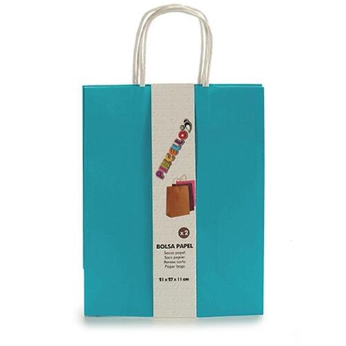 Sæt med Tasker Papir Blå 11 x 36 x 21 cm (12 enheder)