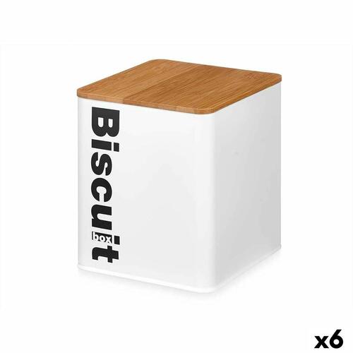 Kiks og kage kasse Hvid Metal 13,7 x 16,5 x 14 cm (6 enheder)