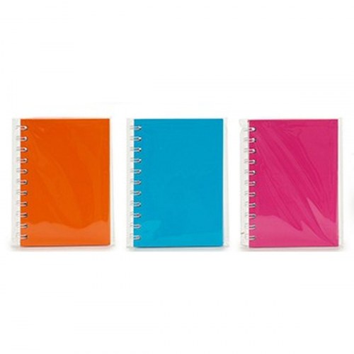 Notesbog A6 med spiral - blå, grøn, orange, pink (24 stk)