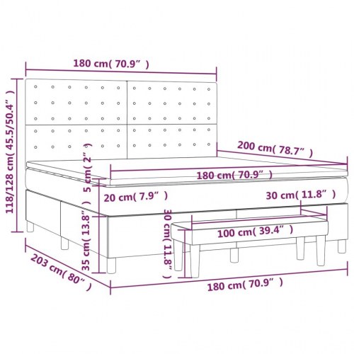 Kontinentalseng med madras 180×200 cm - stof, sort