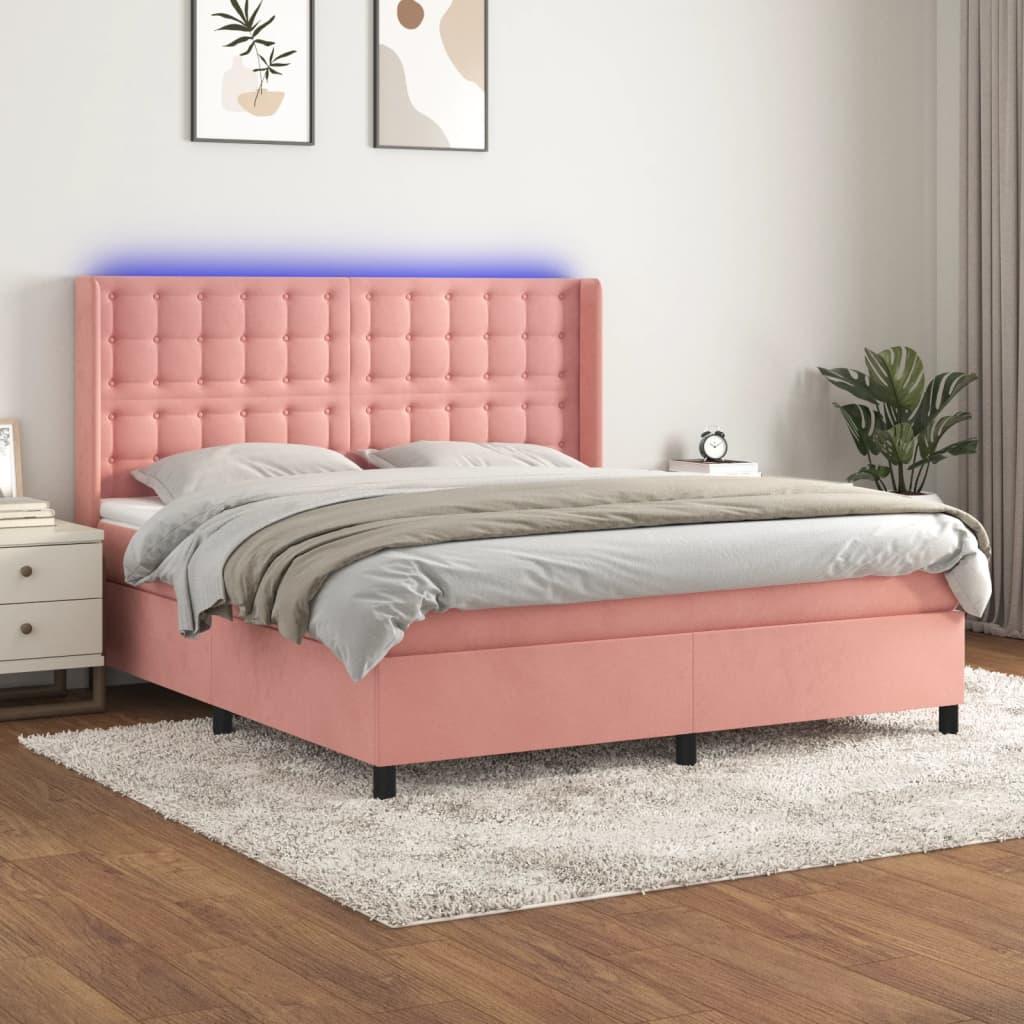 Kontinentalseng Med Led-Lys Velour Pink Lyserød - knapper / 180 x 200 cm