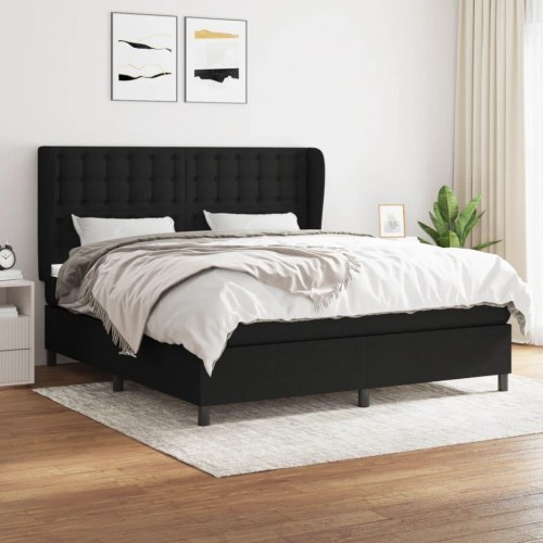 Kontinentalseng med madras 180×200 cm - stof, sort