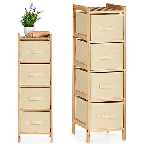 Kommode Flødefarvet Træ Tekstil 28 x 89 x 29,5 cm (2 enheder)