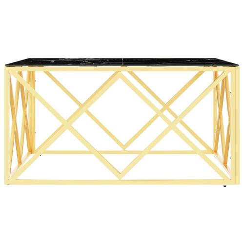 Sofabord 80x80x40 cm rustfrit stål og glas guldfarvet