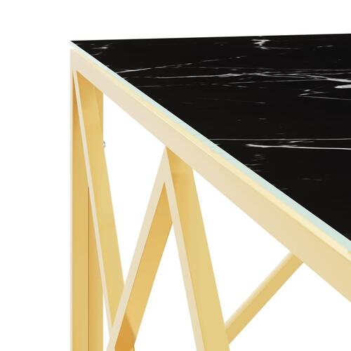 Sofabord 80x80x40 cm rustfrit stål og glas guldfarvet