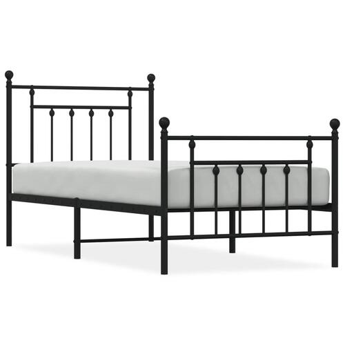 Sengeramme med sengegavl og fodgærde 90x200 cm metal sort