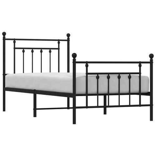 Sengeramme med sengegavl og fodgærde 90x200 cm metal sort