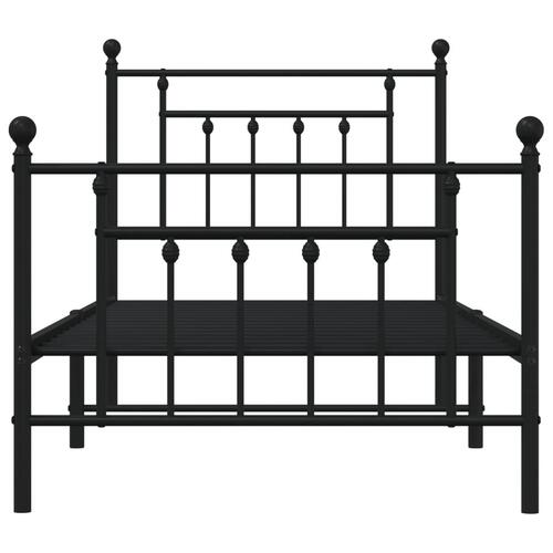 Sengeramme med sengegavl og fodgærde 90x200 cm metal sort