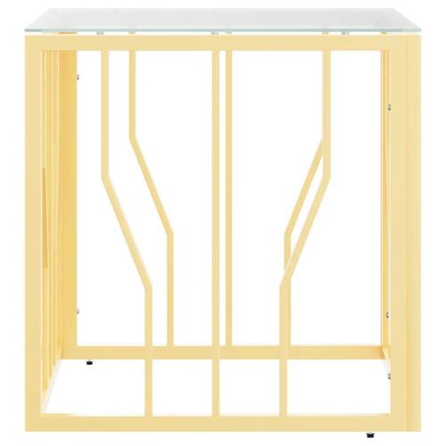 Sofabord 50x50x50 cm rustfrit stål og glas guldfarvet