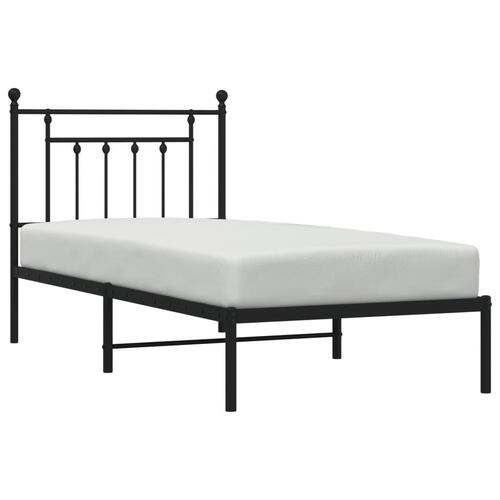 Sengeramme med sengegavl 90x200 cm metal sort