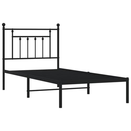 Sengeramme med sengegavl 90x200 cm metal sort