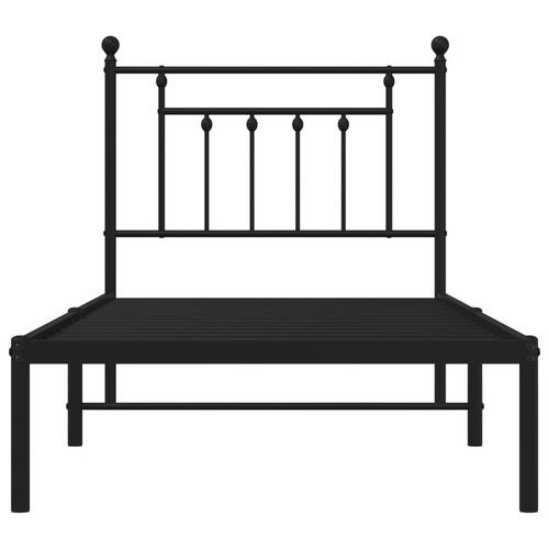 Sengeramme med sengegavl 90x200 cm metal sort
