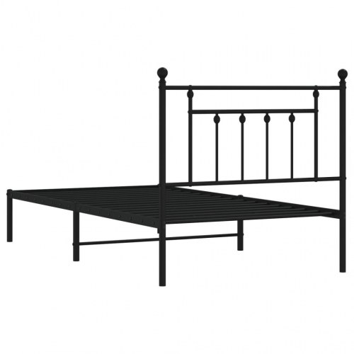 Sengeramme med sengegavl 100×190 cm - metal, sort