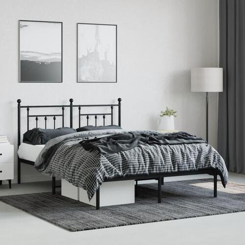 Sengeramme med sengegavl 140x200 cm metal sort