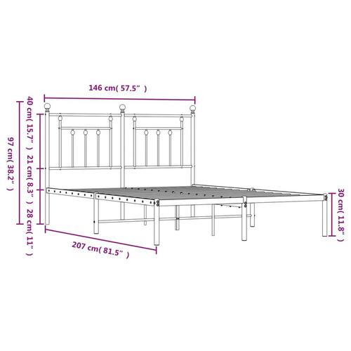 Sengeramme med sengegavl 140x200 cm metal sort