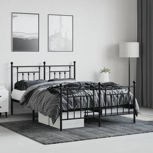 Sengeramme med sengegavl og fodgærde 140x190 cm metal sort