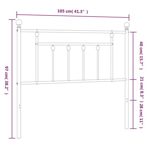 Sengegavl 100 cm metal sort