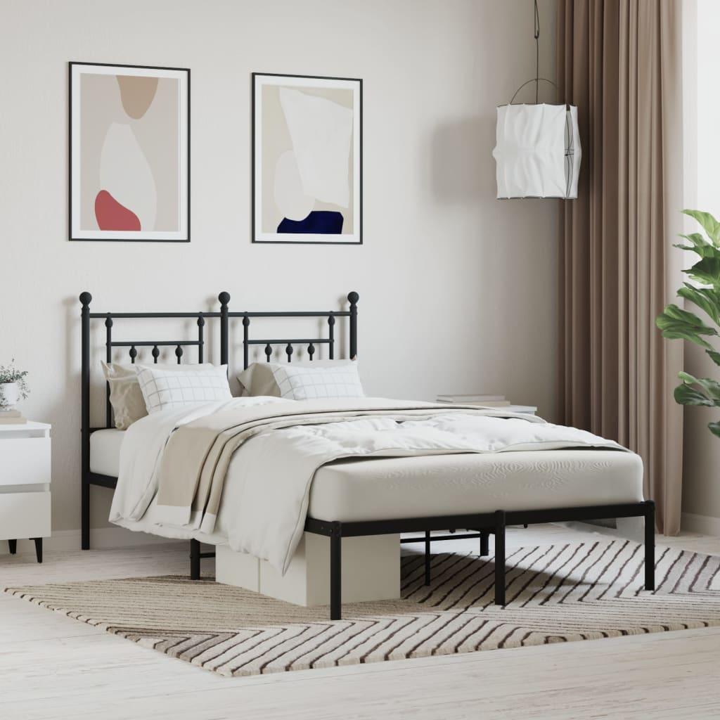 Sengeramme med sengegavl 120x190 cm metal sort