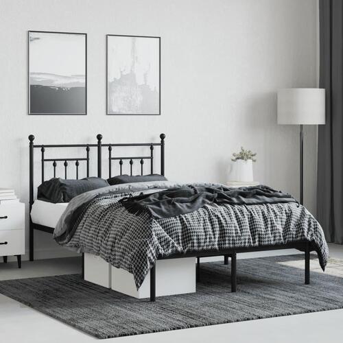 Sengeramme med sengegavl 120x190 cm metal sort