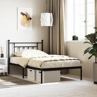 Sengeramme med sengegavl 100x200 cm metal sort