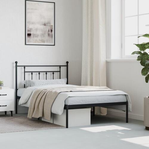 Sengeramme med sengegavl 100x200 cm metal sort