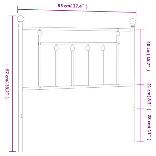 Sengegavl 90 cm metal sort