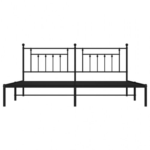 Sengeramme med sengegavl 200×200 cm - metal, sort