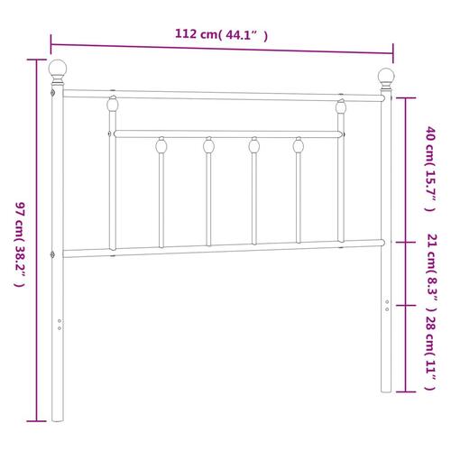 Sengegavl 107 cm metal sort
