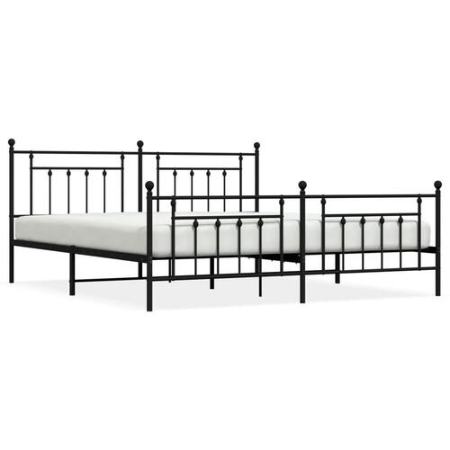 Sengeramme med sengegavl og fodgærde 200x200 cm metal sort