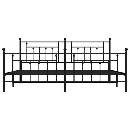 Sengeramme med sengegavl og fodgærde 200x200 cm metal sort