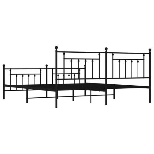 Sengeramme med sengegavl og fodgærde 200x200 cm metal sort