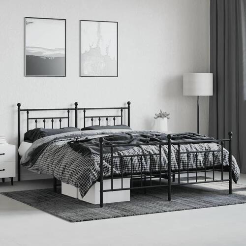 Sengeramme uden madras med fodgærde 160x200 cm sort