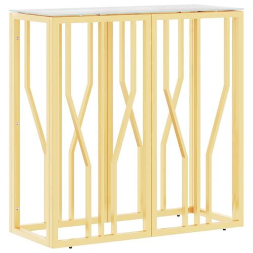 Konsolbord 70x30x70 cm rustfrit stål og glas guldfarvet
