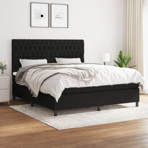 Kontinentalseng med madras 180x200 cm - stof, sort