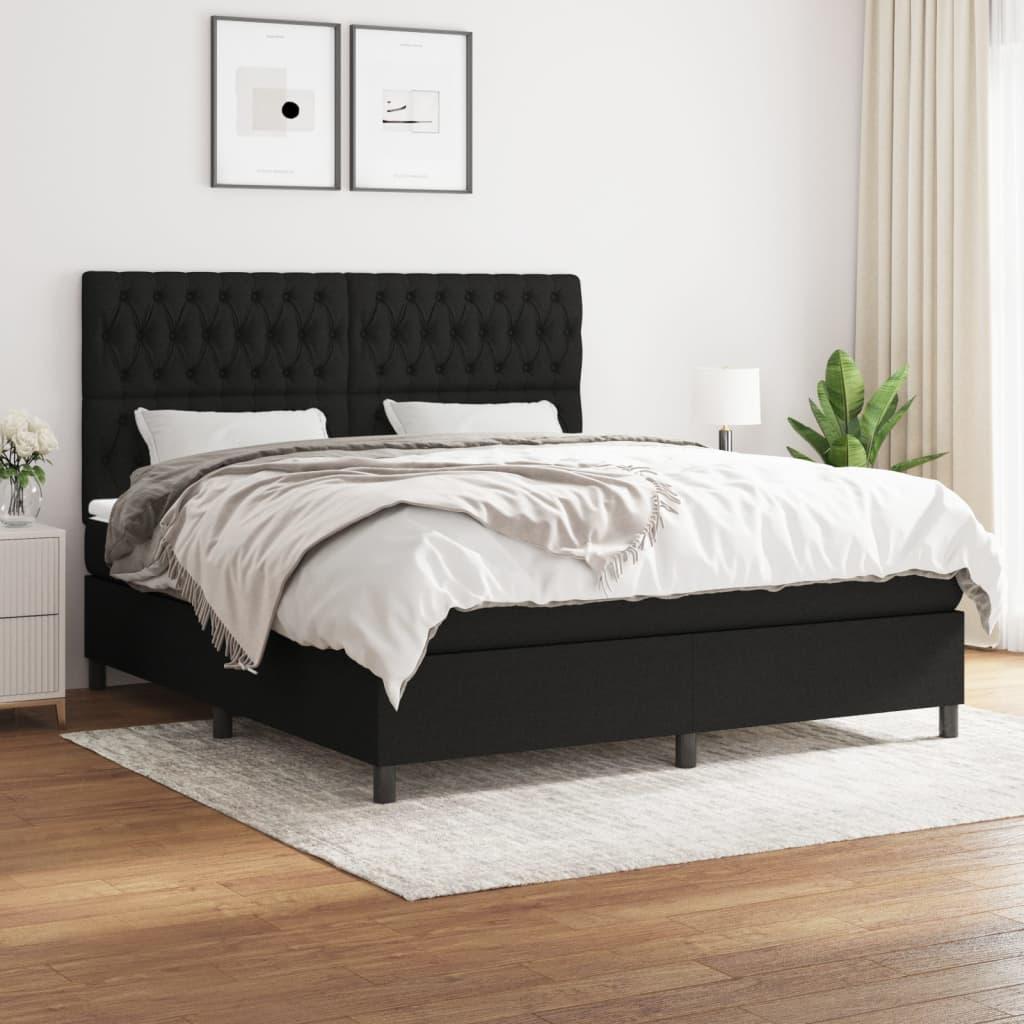 Kontinentalseng med madras 180x200 cm - stof, sort billede